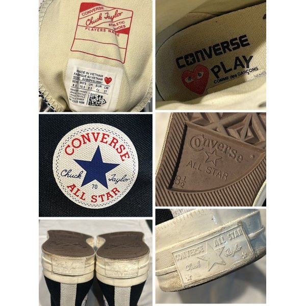 画像2: 【プレイコムデギャルソンｘコンバース】CONVERSE【ＣＴ７０】【黒ｘ白】【ハイカット】【サイズ 27ｃｍ】 