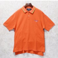 90's【ポロスポーツ】【POLO SPORT】【ラルフローレン】【オレンジ×黄緑】【コットン】【ポロシャツ】【半袖Tシャツ】【サイズＬ】 