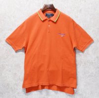 90's【ポロスポーツ】【POLO SPORT】【ラルフローレン】【オレンジ×黄緑】【コットン】【ポロシャツ】【半袖Tシャツ】【サイズＬ】 