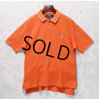 90's【ポロスポーツ】【POLO SPORT】【ラルフローレン】【オレンジ×黄緑】【コットン】【ポロシャツ】【半袖Tシャツ】【サイズＬ】 