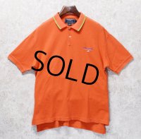 90's【ポロスポーツ】【POLO SPORT】【ラルフローレン】【オレンジ×黄緑】【コットン】【ポロシャツ】【半袖Tシャツ】【サイズＬ】 