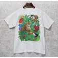 画像1: 90's【USA製】 ビンテージ【TSF】【ヒョウ、鳥、植物】イラスト【白】【 Tシャツ】【サイズＭ】<br> (1)