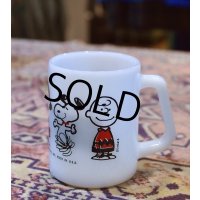 ビンテージ【FEDERAL】フェデラル【ホワイト】【スヌーピー】ミルクガラスマグ 