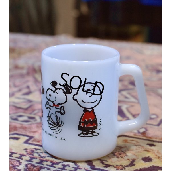 画像1: ビンテージ【FEDERAL】フェデラル【ホワイト】【スヌーピー】ミルクガラスマグ 