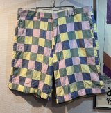 【BERLE】【緑×青×ピンク×黄色】【ショートパンツ】【パッチワーク】【短パン】【ｗ36】 