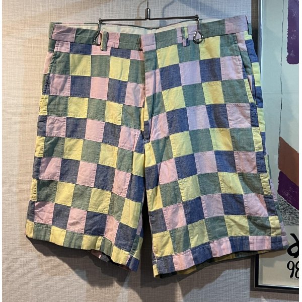 画像1: 【BERLE】【緑×青×ピンク×黄色】【ショートパンツ】【パッチワーク】【短パン】【ｗ36】 