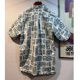 画像3: 【ビンテージ】【HOOK&TACKLE】【生成り×緑】魚柄【BDシャツ】半袖シャツ【サイズＭ】<br> (3)