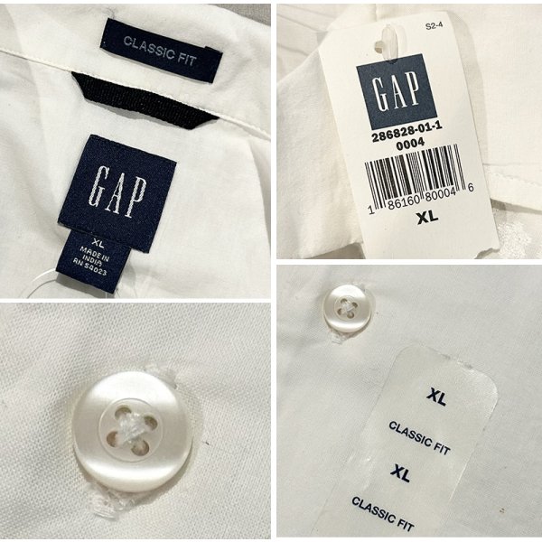 画像2: デッドストック【ビンテージ】【ギャップ】【GAP】【白】【キューバシャツ】開襟シャツ【サイズXL】 