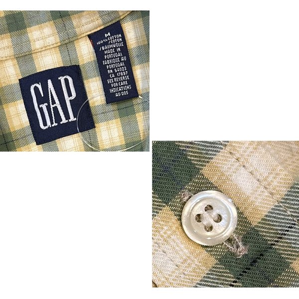 画像2: 【ビンテージ】【オールドギャップ】【GAP】【緑ｘ黄色】チェック【コットンシャツ】【サイズM】 