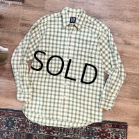 【ビンテージ】【オールドギャップ】【GAP】【緑ｘ黄色】チェック【コットンシャツ】【サイズM】 