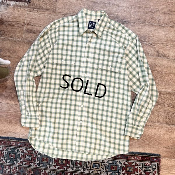 画像1: 【ビンテージ】【オールドギャップ】【GAP】【緑ｘ黄色】チェック【コットンシャツ】【サイズM】 