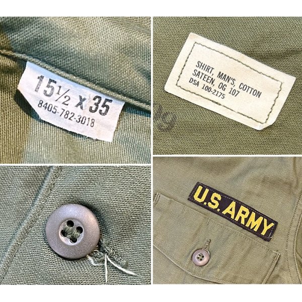 画像2: 程度良好【∼70's】【米軍実物】【ビンテージ】【U.S.ARMY】【OG107】【ユーティリティシャツ】【15 1/2】 