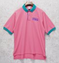 ビンテージ【OVTER BANKS】【ピンク×襟、袖緑】【ポロシャツ】半袖シャツ【サイズＬ】 