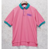 ビンテージ【OVTER BANKS】【ピンク×襟、袖緑】【ポロシャツ】半袖シャツ【サイズＬ】 