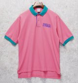 ビンテージ【OVTER BANKS】【ピンク×襟、袖緑】【ポロシャツ】半袖シャツ【サイズＬ】 
