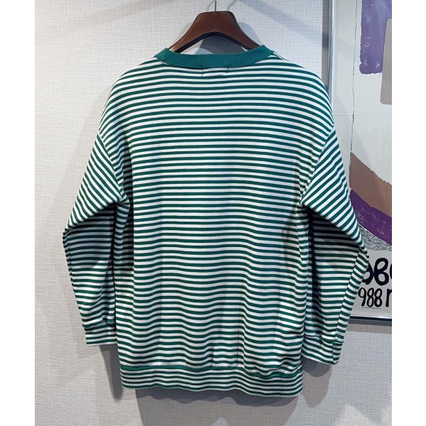 画像3: 【ビンテージ】【ANNE KLEIN】【アンクライン】【緑×白ボーダー】【スウェット】【レディース古着】【サイズＭ】 