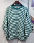 【ビンテージ】【ANNE KLEIN】【アンクライン】【緑×白ボーダー】【スウェット】【レディース古着】【サイズＭ】 