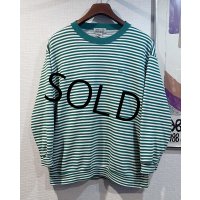 【ビンテージ】【ANNE KLEIN】【アンクライン】【緑×白ボーダー】【スウェット】【レディース古着】【サイズＭ】 