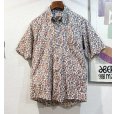 画像1: 【ビンテージ】【Truval】【白×花柄】総柄 半袖ボタンダウンシャツ【サイズM】 <br> (1)
