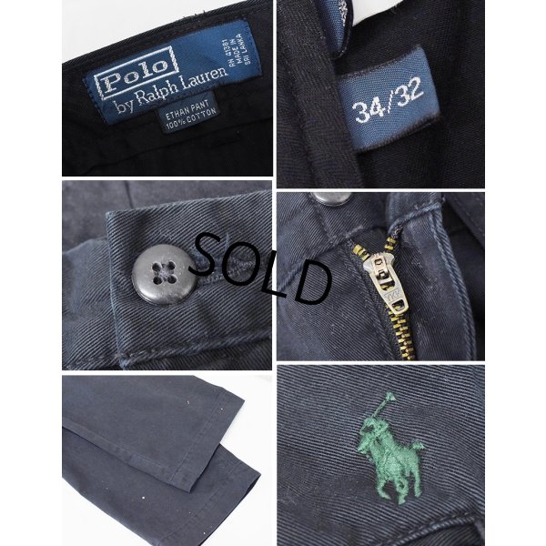 画像2: 【Ralph Lauren】ラルフローレン【黒】【ETHAN PANT】【イーサンパンツ】【2タック】【コットンパンツ】【34ｘ32】 
