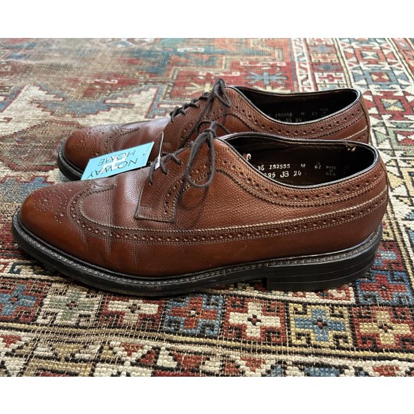 画像4: 【USA製】【ビンテージ】【フローシャイム】FLORSHEIM【ブラウン】メダリオン【ウィングチップシューズ】【10 3E】【28cm程度】 