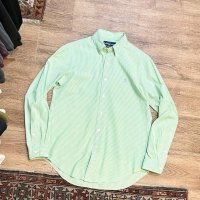 POLO RALPH LAUREN【ポロラルフローレン】【CLASSIC FIT】胸刺繡ロゴ入り【黄緑×白ストライプ】【ボタンダウンシャツ】【サイズＳ】  