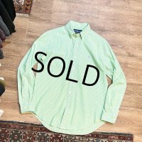 POLO RALPH LAUREN【ポロラルフローレン】【CLASSIC FIT】胸刺繡ロゴ入り【黄緑×白ストライプ】【ボタンダウンシャツ】【サイズＳ】  
