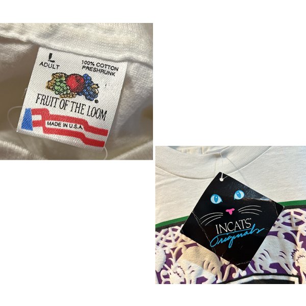 画像2: 【デッドストック】80's【USA製】【ビンテージ】ヘインズ【hanes】【CHATUL】【猫】白【Ｔシャツ】【サイズXL】 