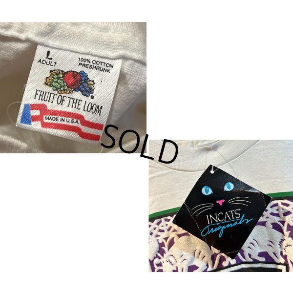 画像2: 【デッドストック】80's【USA製】【ビンテージ】ヘインズ【hanes】【CHATUL】【猫】白【Ｔシャツ】【サイズXL】 