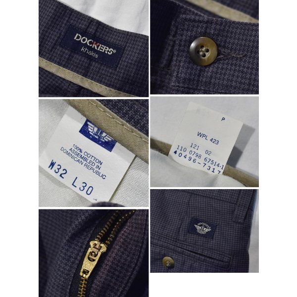 画像3: 90's【DOCKERS】リーバイス　ドッカーズ【Khakis】【黒ｘチャコール】千鳥格子【２タック】コットンパンツ【32ｘ30】 