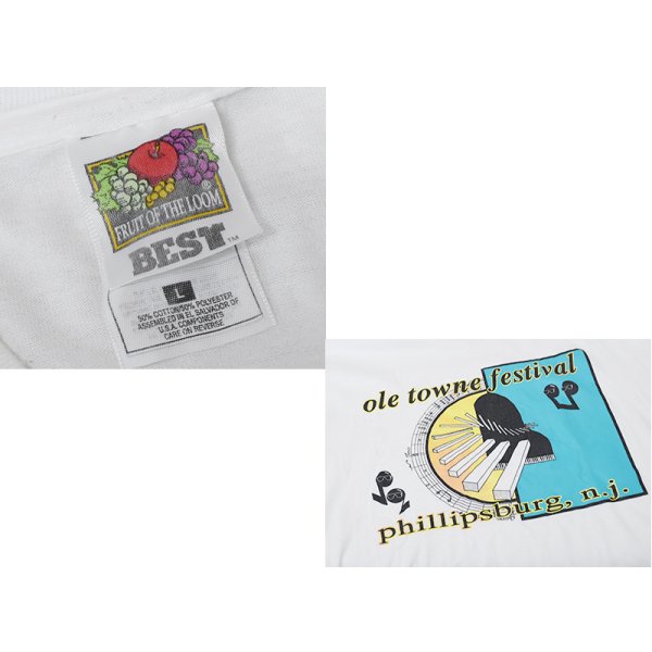 画像2: ビンテージ【FRUIT OF THE LOOM】【フルーツオブザルーム】【ole towne festival】白【 Tシャツ】【サイズL】 