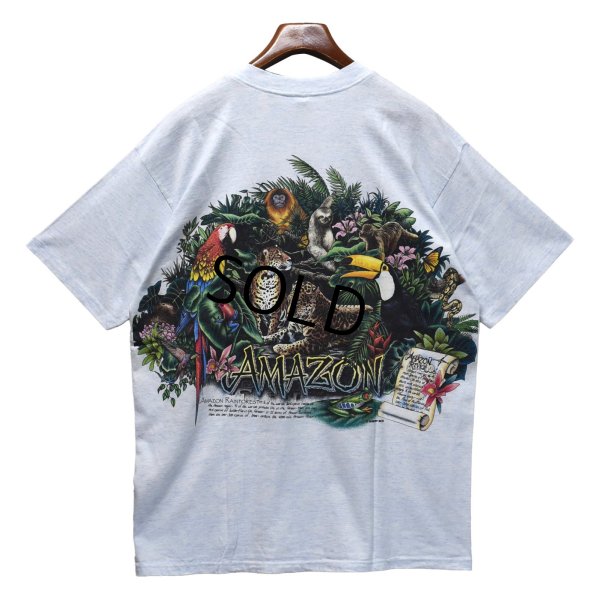 画像4: 【デッドストック】【USA製】【ビンテージ】【薄水色霜降り】【amazon rain forest】【動物プリント】【Tシャツ】【サイズXL】 