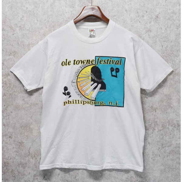 画像1: ビンテージ【FRUIT OF THE LOOM】【フルーツオブザルーム】【ole towne festival】白【 Tシャツ】【サイズL】 