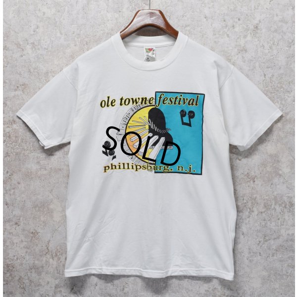 画像1: ビンテージ【FRUIT OF THE LOOM】【フルーツオブザルーム】【ole towne festival】白【 Tシャツ】【サイズL】 