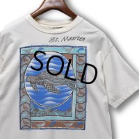 【USA製】【ビンテージ】【Dt.Maarten】【オフホワイト】【亀プリント】【Tシャツ】【サイズＬ】 