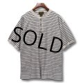 ~90's【USA製】【ビンテージ】【エディーバウアー】黒タグ【ベージュｘ黒ボーダー】【ヘンリーネックＴシャツ】【サイズXL】 