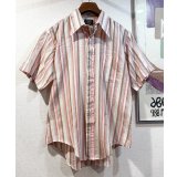 70's~【ビンテージ】【HONORMAN】【ピンクストライプ】【ポリコットン】半袖シャツ【半袖コットンシャツ】【サイズ16-4】 