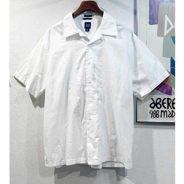 画像1: デッドストック【ビンテージ】【ギャップ】【GAP】【白】【キューバシャツ】開襟シャツ【サイズXL】 
