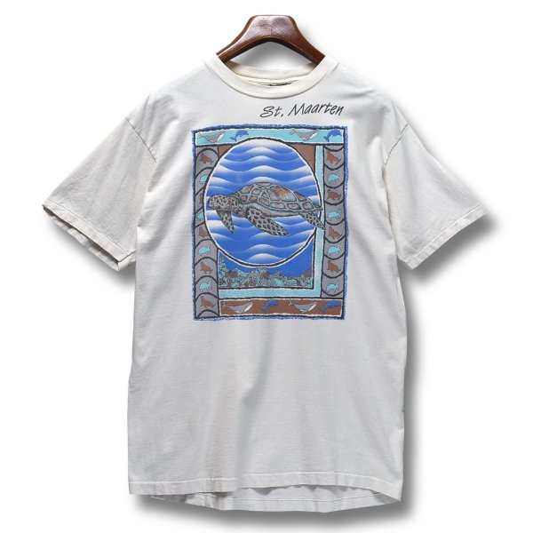 画像3: 【USA製】【ビンテージ】【Dt.Maarten】【オフホワイト】【亀プリント】【Tシャツ】【サイズＬ】 