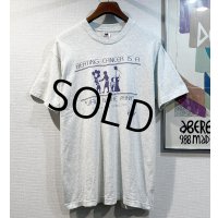 90's USA製 ビンテージ【FRUIT OF THE LOOM 】フルーツオブザルーム【BEATING CANCER】【グレー】【 Tシャツ】【サイズL】 