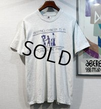 90's USA製 ビンテージ【FRUIT OF THE LOOM 】フルーツオブザルーム【BEATING CANCER】【グレー】【 Tシャツ】【サイズL】 