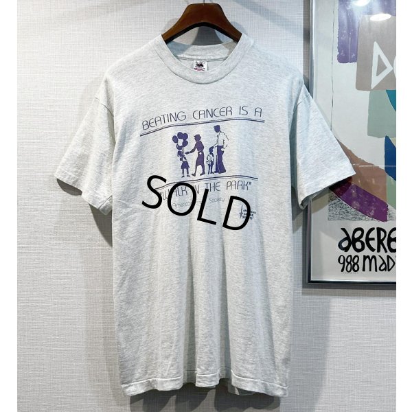 画像1: 90's USA製 ビンテージ【FRUIT OF THE LOOM 】フルーツオブザルーム【BEATING CANCER】【グレー】【 Tシャツ】【サイズL】 