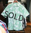 【Cooke Street】クックストリート【緑ｘ白】魚柄 総柄【コットン半袖シャツ】アロハシャツ【半袖解禁シャツ】【サイズＭ】 