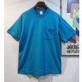 90's【USA製】 ビンテージ【FRUIT OF THE LOOM 】フルーツオブザルーム【ターコイズブルー】【無地】【ポケット付き】【 Tシャツ】【サイズL】 