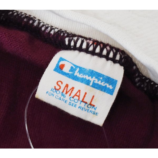 画像2: 【70's】【USA製】【ビンテージ】【チャンピオン】【Champion】【エンジｘ白】ガゼット付き【リンガーTシャツ】【サイズＳ】 