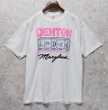 90's【USA製】ビンテージ【ジャージーズ】【JERZEES BY RUSSELL】DENTON イラスト プリント【白】【Ｔシャツ】【サイズL】 