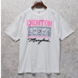 90's【USA製】ビンテージ【ジャージーズ】【JERZEES BY RUSSELL】DENTON イラスト プリント【白】【Ｔシャツ】【サイズL】 