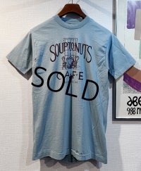 90's【USA製】 ビンテージ【FRUIT OF THE LOOM 】フルーツオブザルーム【青磁色】【Soup to Nuts CAFE】【 Tシャツ】【サイズM】 