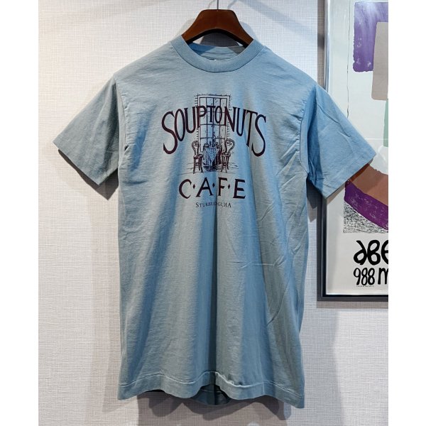 画像1: 90's【USA製】 ビンテージ【FRUIT OF THE LOOM 】フルーツオブザルーム【青磁色】【Soup to Nuts CAFE】【 Tシャツ】【サイズM】 