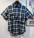 POLO RALPH LAUREN【ラルフローレン】【CLASSIC FIT】ビンテージ【紺ｘ緑ｘ白】【クラシックフィット】【ボタンダウン半袖シャツ】【サイズL】  